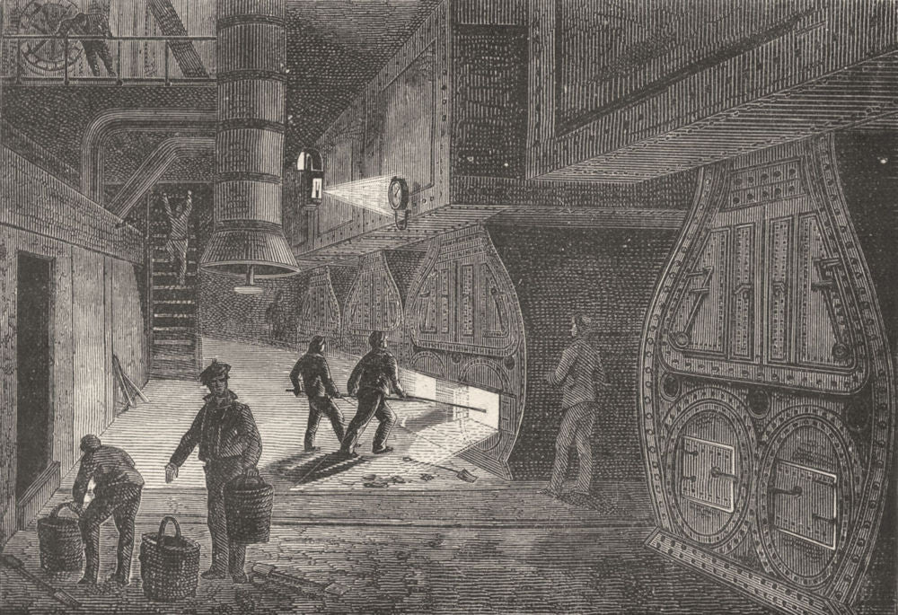 SEINE-MARITIME. Le Havre. chaufferies de machine a bord du Canada 1880 print